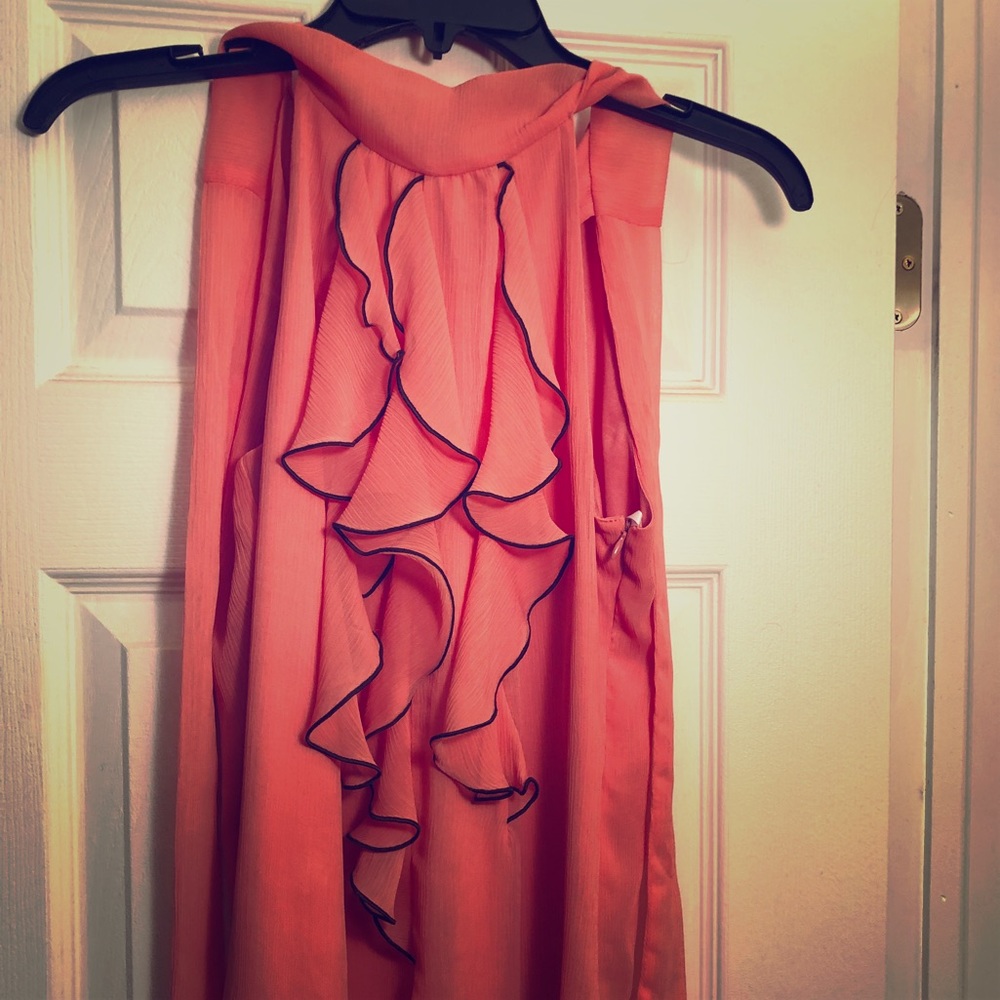 Peach ruffled blouse
